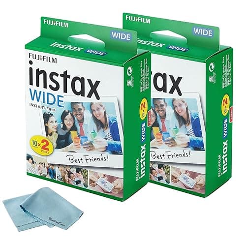 Fujifilm Instax Wide Instant Films for Fuji Instax Wide (40 Exposures) + BluebirdSales Microfiber Cleaning Cloth - Image 1