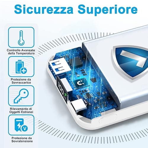 AOGUERBE Power Bank 10000mAh, Caricabatterie Portatile, Wireless Magnetico PowerBank PD 22.5 W Ricarica Rapida con Display LED USB-C Pacco Batteria Compatibile per iPhone 16/15/14/13/12 Serie thumbnail 8