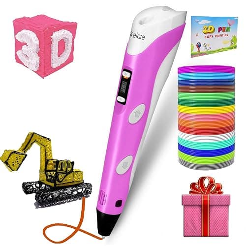 Keiare 3D Pen for Kids with Stencil Book Upgrade 3D Printing Pen Stylo 3D Drawing Pen 3D Printer Pen Creative 3D Writing Pen Fun Toys for Kids Include 12 Colors PLA Filament Refills with Charger - Image 1