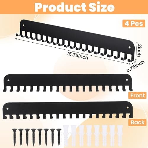 Kegeeei 4 Pack Metal Medal Holder Display Hanger Rack, Wall Mounted with 20 Hooks for 60+ Medals, Sturdy Race Medal Holder for Running Gymnastic Soccer Sports Awards thumbnail 2