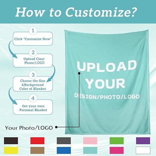 Aizza Beata Custom Blanket with Your Own Design Text Logo Picture - Personalized Throw Blankets Business Team Company Colleague Coworker Appreciation Gifts for Women Men (Fully Customized Blanket) thumbnail 3