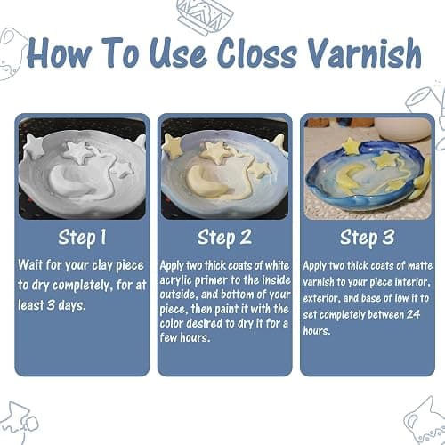 WAN2TLK Air Dry Clay Glaze 100ml, Clay Varnish for Air Drying Clay, Clear Acrylic Varnish for Craft Pottery Waterproof & Gloss Finish thumbnail 3
