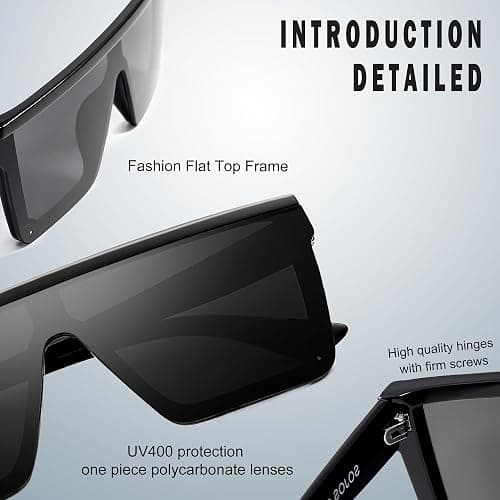 SOJOS Square Big Sunglasses Women Thick Frame Flat Top Mirrored Sunnies Shades Goggle Siamese Lens SJ2117 thumbnail 4
