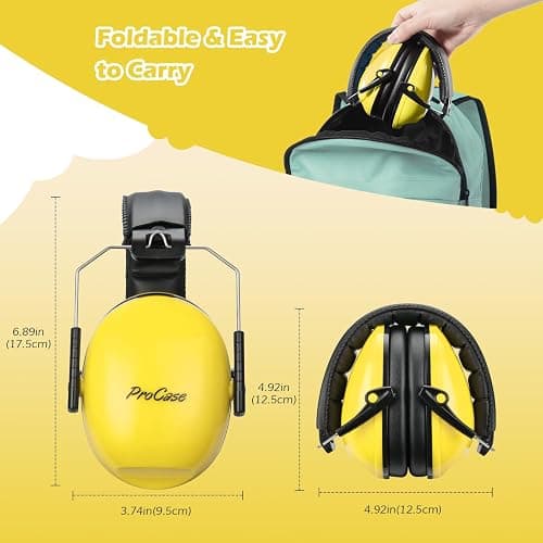 ProCase Noise Cancelling Headphones for Kids Toddler, SNR 27dB Noise Reduction Ear Muffs, Hearing Protection for Monster Jam, Concerts, Fireworks, Shooting, Air Show, Autism Sensory Needs -Yellow thumbnail 7