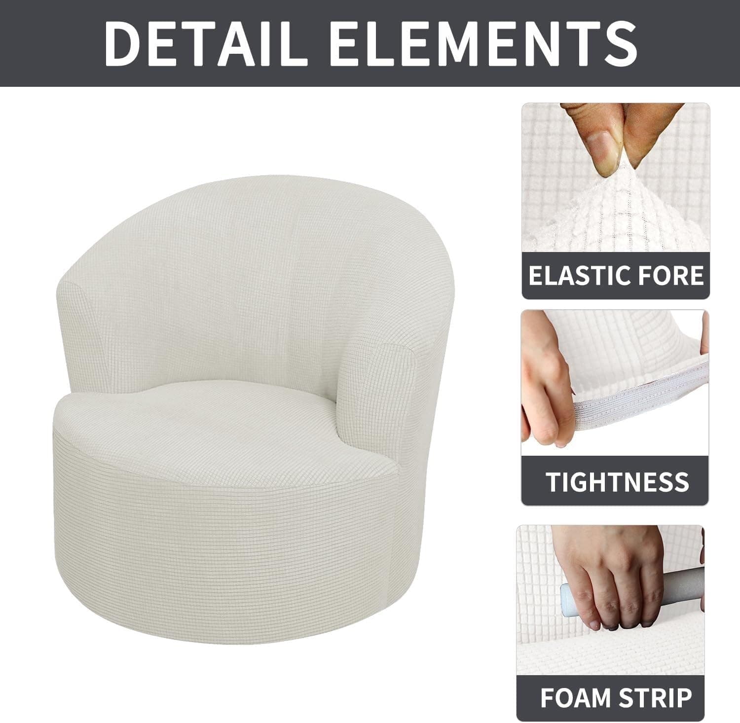 High Stretch Swivel Barrel Chair Covers Jacquard Swivel Sofa Chair Covers Modern Club Round Armchair Slipcover Resuable Swivel Accent Chair Protectors (Color : 11, Size : 1PCS) - 11 thumbnail 2