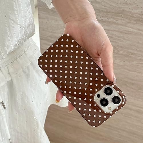 Reezaddin Brown Polka Dot Phone Case for iPhone 15 6.1in,Retro Vintage Cute Aeshtetic Classic Minimalist Chic Pattern Protective Cover for Girls Women thumbnail 5