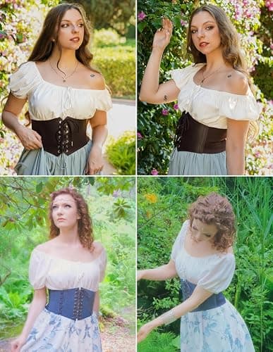 Scarlet Darkness Renaissance Shirt Women Off The Shoulder Corset Tops Peasant Blouse thumbnail 7