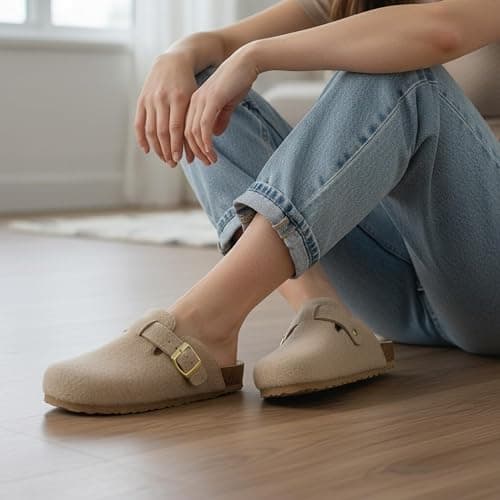 CUSHIONAIRE Hana Womens Clogs | Comfortable Vegan Suede Clogs for Women | Slip On Potato Shoes with Cork Footbed & Arch Support | Memory Foam, Wide Widths Available thumbnail 5
