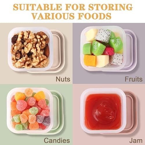 Zioffiel 4 Pack 12 oz Silicone Food Storage Containers with Lid, Reusable Snack Container for Kids, Meal Prep Storage for Fruit, Kids Lunch Box for Travel, Home thumbnail 7