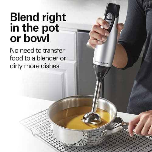 Hamilton Beach 4-in-1 Electric Immersion Hand Blender with Handheld Blending Stick, Whisk + 3-Cup Food & Vegetable Chopper Bowl, 2-Speeds, 225 Watts, Silver and Stainless Steel (59765) thumbnail 4