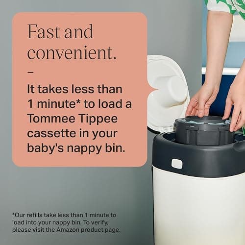 Tommee Tippee Twist and Click Advanced Nappy Bin Original Refill Cassettes, Exclusive Pack of 4, each 10.5 metres, for Easy refill and Great value, 4 X 10.5m (pack may vary) thumbnail 6