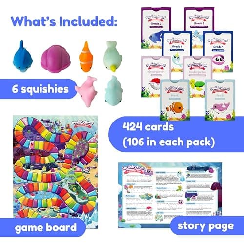 The Fidget Game SquishyLand in Rainbow Reef - Educational & Phonics Kindergarten Learning Activities for Children in Pre-K to 2nd Grade - Mochi Squishy Toys Set with Board Game (2-6 Players) thumbnail 3