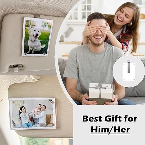 Gift for Boyfriend Husband Girlfriend Car Decorations Interior Picture Holder, Car Visor Photo Clip Magnetic Frame Valentine's Day Personalized Photo Gifts Cute Car Decor Accessories 3.5 x 2.4 inch (1 PC) thumbnail 5
