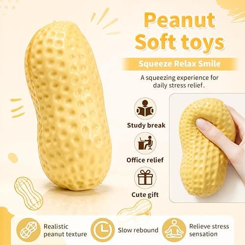 Crunchy Peanut Squishy Asmr Bead Filled, Slow Rising Squeeze | Squeeze Stress Peanut Squishy Slow Rising Squeeze Portable Rebound Calming Anxiety Relief Tool for Adults thumbnail 3