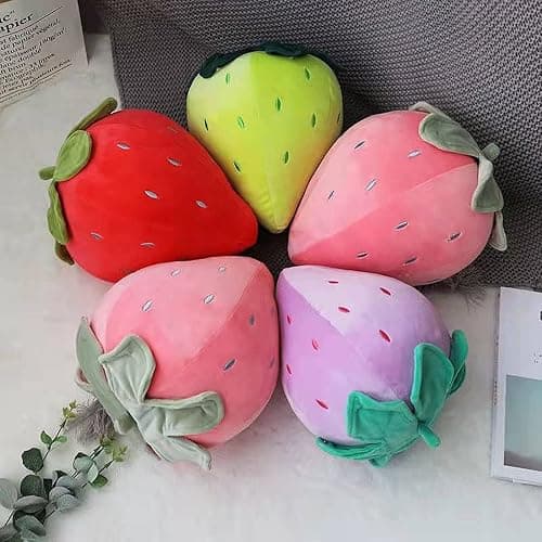 Cute Fruit Kids Pillow Stuffed Strawberry Plush Pillows Super Soft Girls Pillows Cushion Seat for Kids Toys (Red,7.8"/20cm) 1 Count (Pack of 1) thumbnail 7