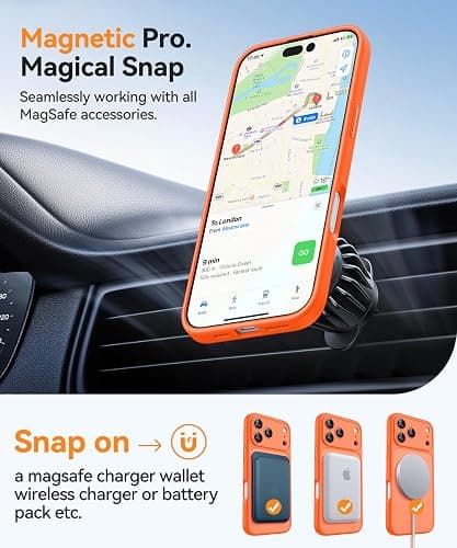 CANSHN Coque Magnétique pour iPhone 17 Pro Max (6,9 Pouces), Compatible avec MagSafe, [Protection Complète de l'appareil Photo] Housse Fond Mat Translucide,Naranja thumbnail 5