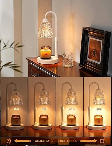 Innqoo White Crystal Candle Warmer Lamp with Timer, Dimmable Candle Warmer for Jar Candles, Height Adjustable Wax Melts Warmer, Birthday Gifts for Women Mom, House Warming Gifts New Home Decor thumbnail 3