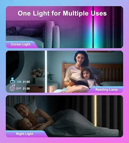 YTDRGB Corner Floor Lamp RGBW, LED Floor Lamp with APP, IF Remote Control, Music Sync, Timer and 16 Million DIY Colors, Smart Corner Light for Gaming Rooms Bedrooms thumbnail 2