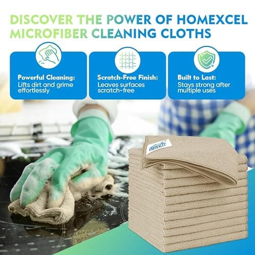 HOMEXCEL Brown Microfiber Cleaning Cloth 12 Pack, 12.5 x 12.5 inch Microfiber Towels for Cars, Ultra Absorbent Car Washing Cloth, Lint Free Streak Free Cleaning Rags for Car, Kitchen, and Window thumbnail 3
