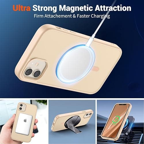 SUPFINE Magnetic for iPhone 12 Case/iPhone 12 Pro Case (Compatible with MagSafe)(Military Grade Drop Protection) Slim Translucent Matte Shockproof with Anti-Fingerprint Phone Case,Sand Pink thumbnail 5