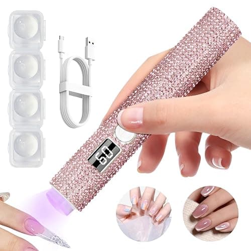 peccera Handheld UV Light for Gel Nails, Glitter UV Nail Lamp, Cordless Portable Mini Gel Nail Lamp for Fast Curing, Rechargeable LCD Polish Nail Dryer for DIY Manicure Decor - Pink Diamond thumbnail 8