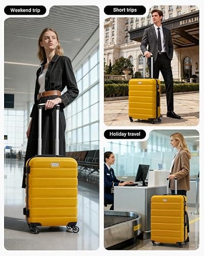 COOLIFE 28 Inch Large Suitcase for Checked Luggage, Business Trip, ABS+PC, Lightweight Hard Shell Luggage with 360°Rubber Spinner Wheels, YKK Zipper, Telescopic Handle, TSA Lock, Lemon Yellow thumbnail 8