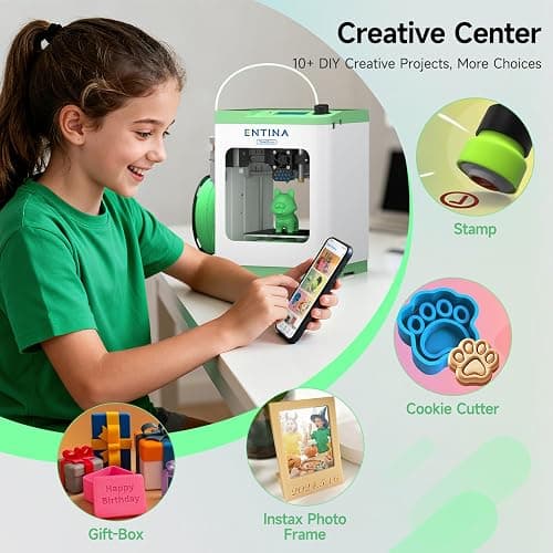 Entina Tina2S 3D Printer with WiFi Cloud Printing, Huge Library, Fully Assembled, Mini 3D Printers for Beginners and Kids with Auto Leveling, High Precision Kids 3D Printer for Home, School and Office thumbnail 5