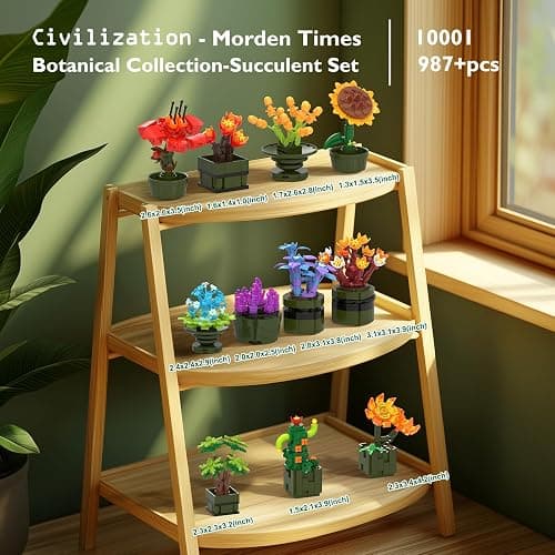 JMBricklayer Flowers Succulents Building Sets for Adults 10001, 12 Pack Tiny Plants Botanical Collection Display for Room Decor, Bonsai Flowers Building Blocks Gifts for Women, Cute Succulents thumbnail 4
