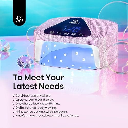 Beetles Uv Nail Lamp Cordless, Flash Cure Lamp for Gel Nails Polish Rechargeable Nail Lamp with 4 Modes Professional Low Heat Uv Led Lamp Nail Art Tools with Bag Manicured thumbnail 4