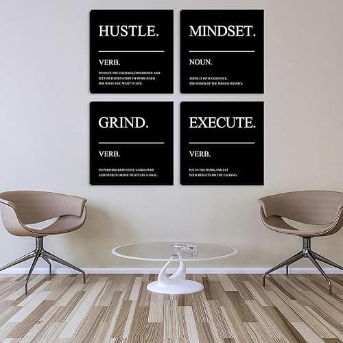 Motivational Wall Decor Posters Inspirational Canvas Wall Art Quotes Motivational Office Wall Decor Print Pictures for Living Room Bedroom Posters Framed Artwork Home Decor Decorations 12"x12"x4pcs thumbnail 3