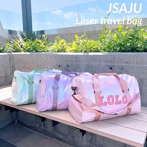 Custom Dance Bag for Girls with Sew Chenille Letter Name, Personalised Sport Duffle Bag for Gym Ballet with Wet Dry Pockets&Shoe Compartment, Travel Duffel Bag,Overnight Bag, Bridesmaid Gift,Birthday thumbnail 4