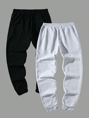 Floerns Men's 2 Pcs Graphic Print Drawstring Waist Active Jogger Sweatpants thumbnail 3