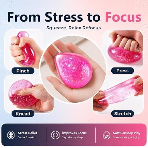Dream Glitter Drop Squishy, Sugar Droplet Squishy Stress Ball, Water Drop Fidget Toy, Raindrop Squishy Sensory for Anxiety Relief, Slow Rising Squeeze Toy Gift for Birthday (Glitter Blue) thumbnail 3