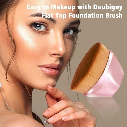 Foundation Brush, Daubigny Perfect Makeup Brush for Face Blush Liquid Powder Foundation Brush for Blending Liquid, Cream or Flawless Powder Cosmetics with Protective Case (Rose Golden) thumbnail 2