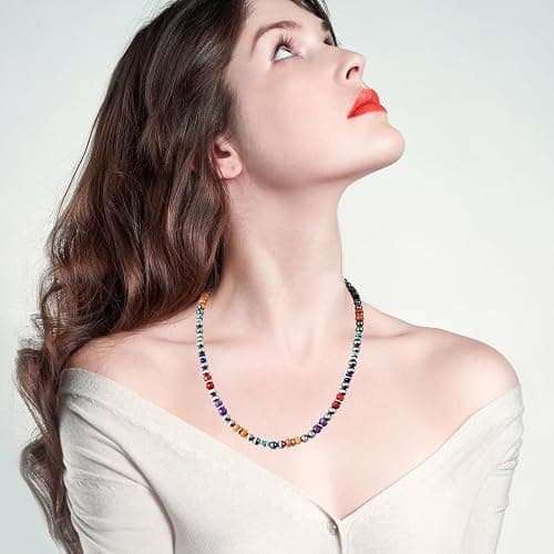 Western Navajo Pearl Beaded Necklace for Women 21Inch Boho Turquoise Gemstone Bead Pearls Choker Jewelry for Cowgirls thumbnail 4