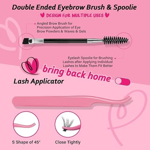 PRO Cluster Lashes Kit 280pcs Lash Clusters 30D+40D Individual Lashes Kit with Lash Bond and Seal Remover Applicator Easy to Apply at Home(30D+40D-9-16mix Kit) thumbnail 4