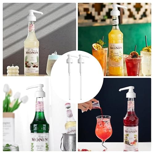 2 Pcs Syrup Pump for Monin Glass Bottle,Skinny Syrup,Simply Syrups Pump Resilience Detachable Design Covers,Coffee Pack Contains Pump and Connecting Pipe Dispenser Set PP Material (1000ml*2) thumbnail 6