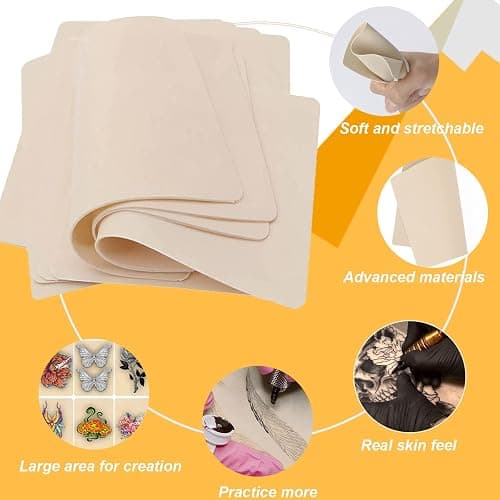 Yuelong 30pcs Blank Tattoo Practice Skin and Transfer Paper Kit Include 10pcs Fake Skin and 20pcs Tattoo Stencil Paper for Beginners and Experienced Artists | Tattoo Practice Kit Include 10pcs Fake Skin 20pcs Tattoo Stencil Paper for Beginners and Experienced Artists Tattoo Supplies thumbnail 4