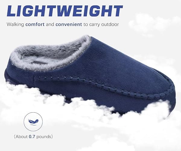 KuaiLu Mens Clog Slippers with Arch Support Suede Faux Fur Memory Foam Warm House Shoes Comfortable Slip-on Mans Bedroom Indoor Outdoor Slippers Rubber Sole thumbnail 6