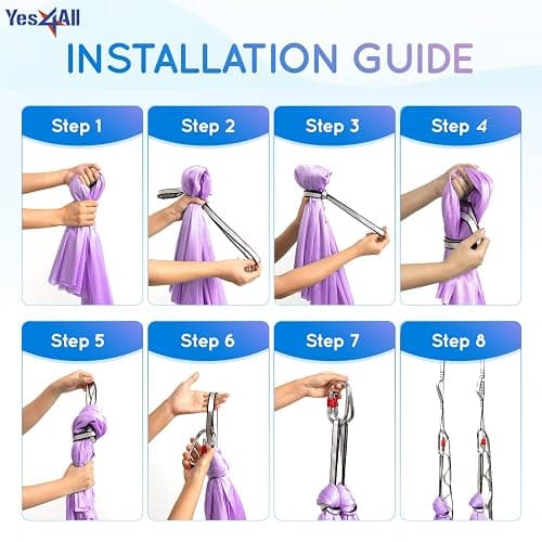 Yes4All Aerial Yoga Hammock 5.5 Yards, 198 Inches Height Aerial Silks, Yoga Trapeze Increasing Strength, Flexibility and Balance thumbnail 7