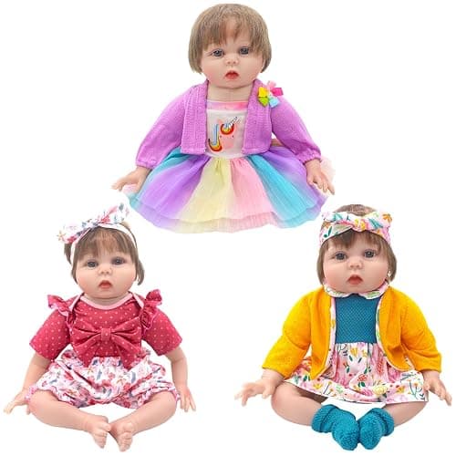 TDDS9 3 Sets Baby Doll Clothes and Accessories for 20-22 Inch Dolls, 9 Pcs Fashion Clothes Dresses Outfits Including Doll Dress Coat Outfits, Headbands, Socks, Top and Pants thumbnail 2