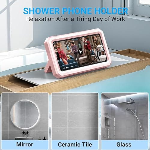 Coolpow Shower Phone Holder Waterproof【480°Rotatable】Retractable Adjustable Shower Phone Case Shower Stall Accessories for Bathroom Wall Phone Mount Stand Water Proof Anti Fog Case for 4-7"Cellphones thumbnail 5