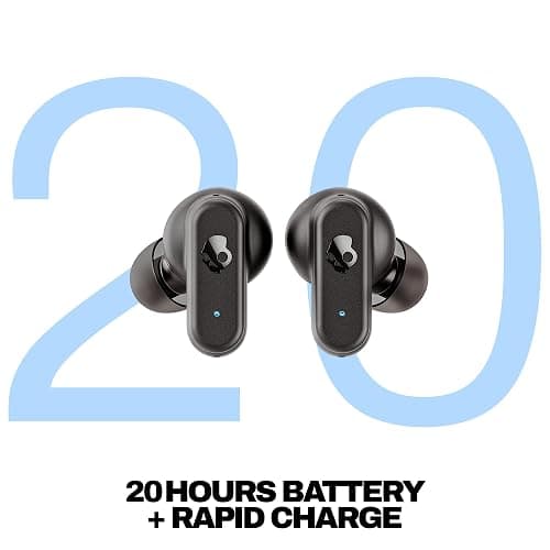 Skullcandy Dime 3 Wireless Earbuds, Bluetooth Headphones, Noise Isolating Fit, Up to 20 Hours Battery, Microphone for iPhone Android, Easy Carry with Integrated Lanyard - True Black thumbnail 2