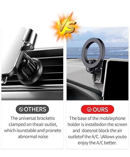 MaserWeller Car Phone Holder for 2021-2024 Toyota Venza Accessories, 12.3-Inch Screen Fixed Clip, 360 Rotation Phone Mount, Compatible with MagSafe, Cell Phone Holder That Does Not Affect Air Vent thumbnail 6