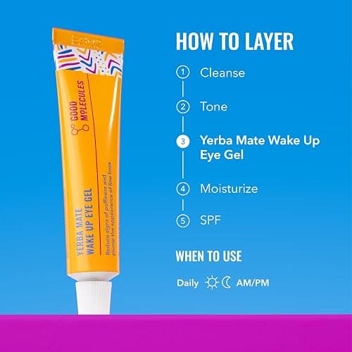 Good Molecules Yerba Mate Wake Up Eye Gel - Hydrating Under Eye Gel Cream with Hyaluronic Acid and Caffeine - Target Dark Circles and Puffiness - Skin Care for Face thumbnail 5