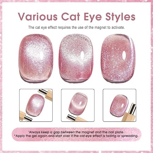 CANNI 8 Pcs 9 ML Cat Eye Gel Nail Polish Set, Red Purple Pink Blue Green Glitter Rainbow Holographic Cat Eye Gel Polish Kit with Magnet Colors Nail Art Manicure Salon DIY Gifts thumbnail 8