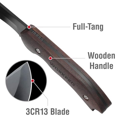 WORKPRO Axe and Fixed Blade Knife Combo Set, Full Tang, Wood Handle, for Outdoor Camping Survival Hunting, Sheath Included thumbnail 5