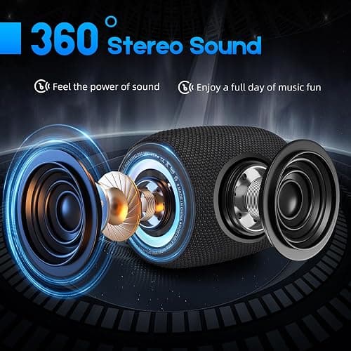 Portable Bluetooth Speaker, BT5.3 Wireless Speaker 20W Bass Diaphragms with Multi LED Light Dynamic Modes, IPX6 Waterproof 16H Playtime supports FM Mode, TF, USB for Home, Cycling, Outdoor, Beach thumbnail 2