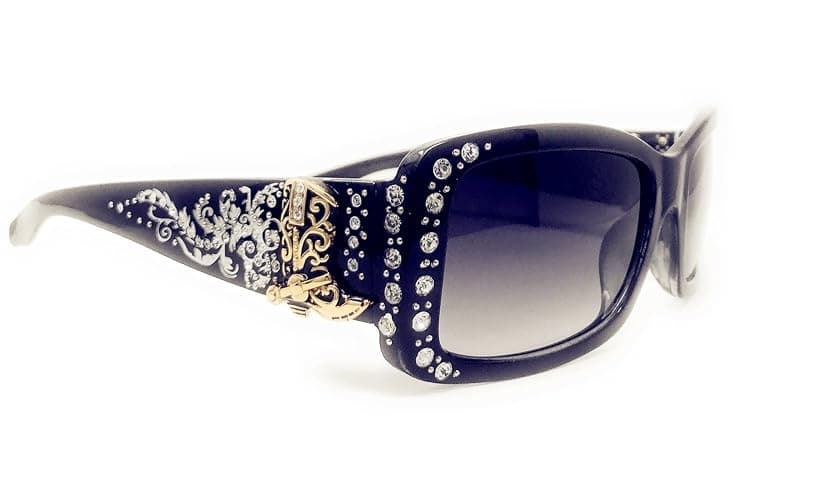 BB Western Ladies Rhinestone Bling Shade Sunglasses (Black silver boots) - Image 1