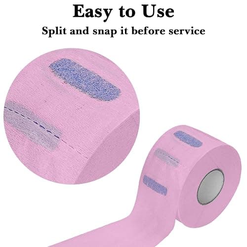 Barber Neck Strips - 5 Rolls 500 Pieces Pink, Disposable & Flexible Water-Resistant Self-Adhering Paper for Salon Hair Cutting & Styling thumbnail 3